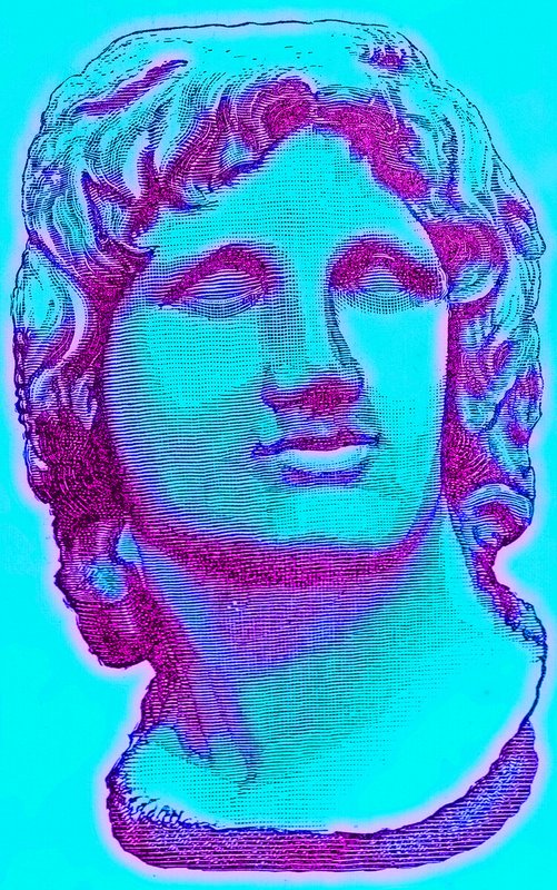 Büste von Alexander dem Großen, Illustration aus Geschichte Roms von Victor Duruy, veröffentlicht 1884 von English School