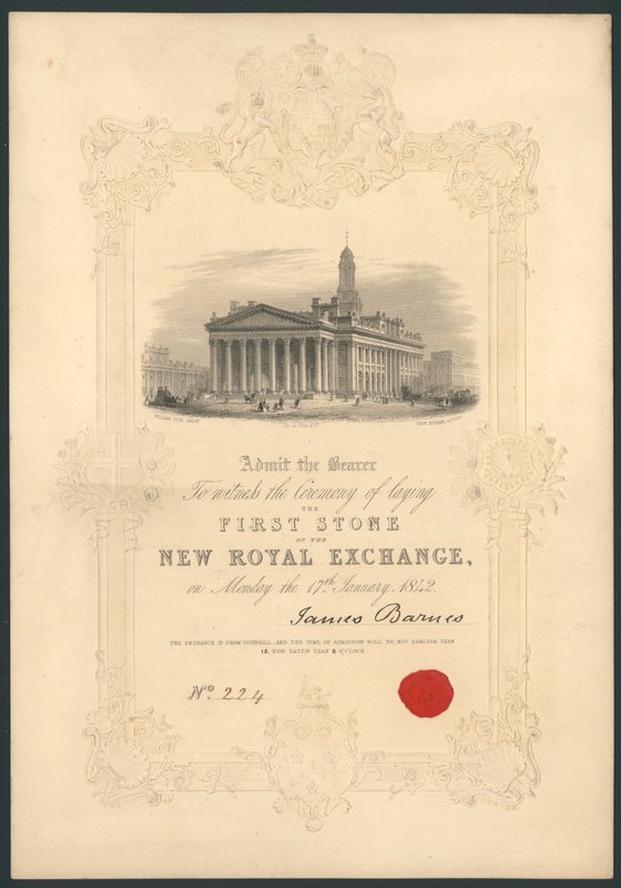 Zeremonie der Grundsteinlegung des neuen Royal Exchange, London, am 17. Januar 1842 von English School