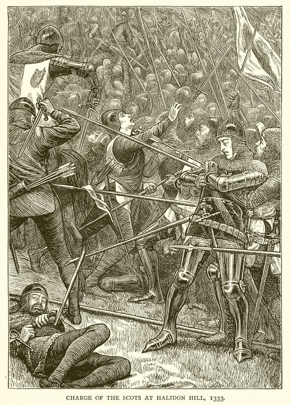 Angriff der Schotten bei Halidon Hill, 1333 von English School