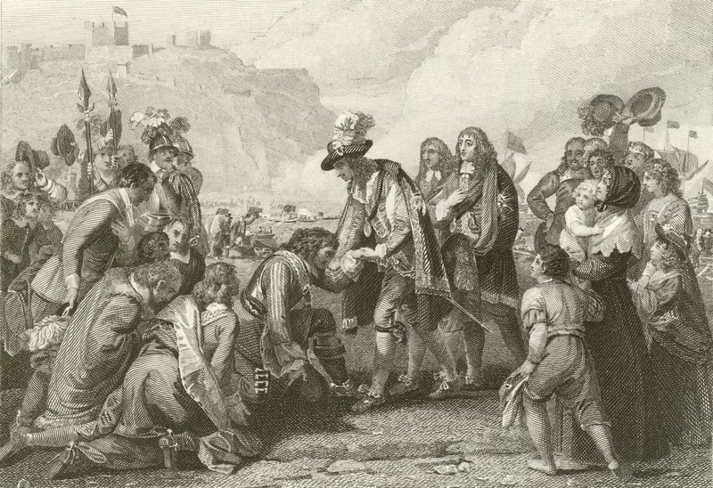 Karl II. landet in Dover von English School