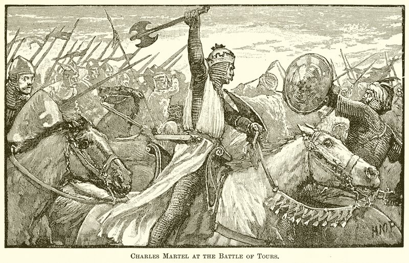 Karl Martell in der Schlacht von Tours von English School