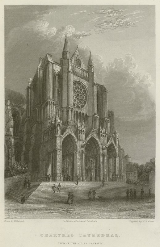Kathedrale von Chartres, Ansicht des Südtransepts (Stich) von English School