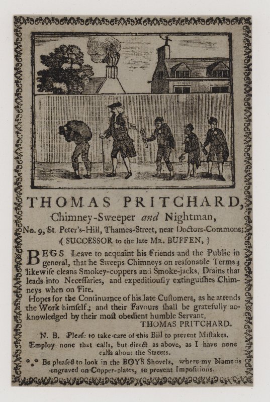 Schornsteinfeger, Thomas Pritchard, Visitenkarte von English School