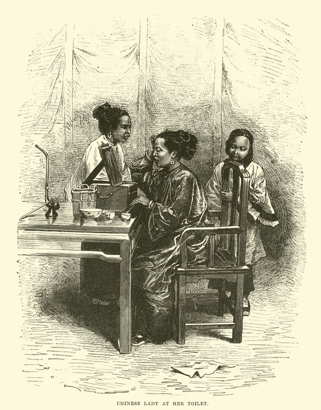 Chinesische Dame bei ihrer Toilette von English School