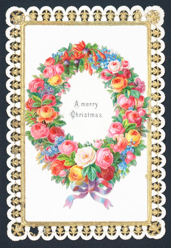 Weihnachtsblumenkranz, Weihnachtskarte von English School