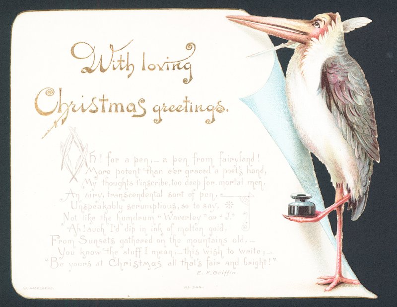 Weihnachtskarte mit Storch von English School