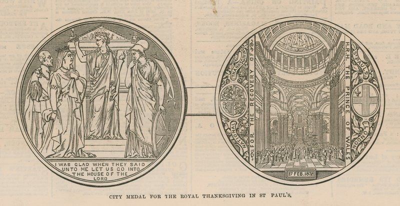 Stadtmedaille für das königliche Dankfest in der St. Pauls Kathedrale, London von English School