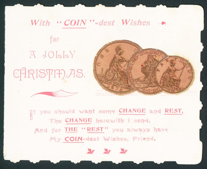 Münzen, Weihnachtskarte von English School