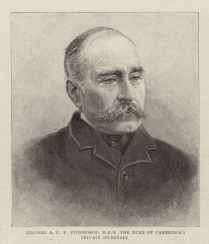 Oberst A. C. F. Fitzgeorge, Privatsekretär von HRH dem Herzog von Cambridge (Stich) von English School