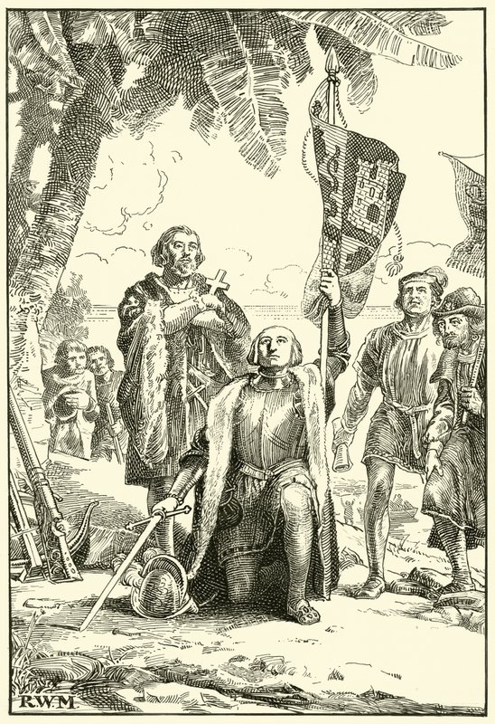 Columbus landet in der Neuen Welt von English School
