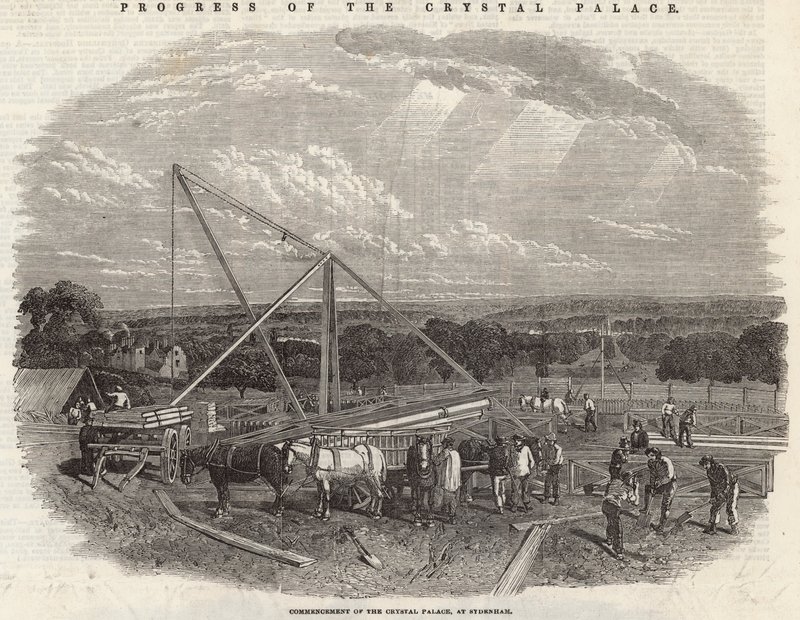 Beginn des Crystal Palace in Sydenham von English School