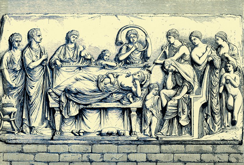 Conclamatio über den Toten, Illustration aus Geschichte Roms von Victor Duruy, veröffentlicht 1884 von English School