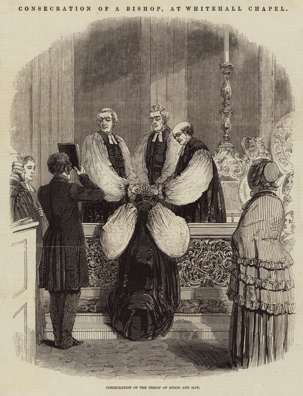 Weihe eines Bischofs in der Whitehall Chapel (Gravur) von English School
