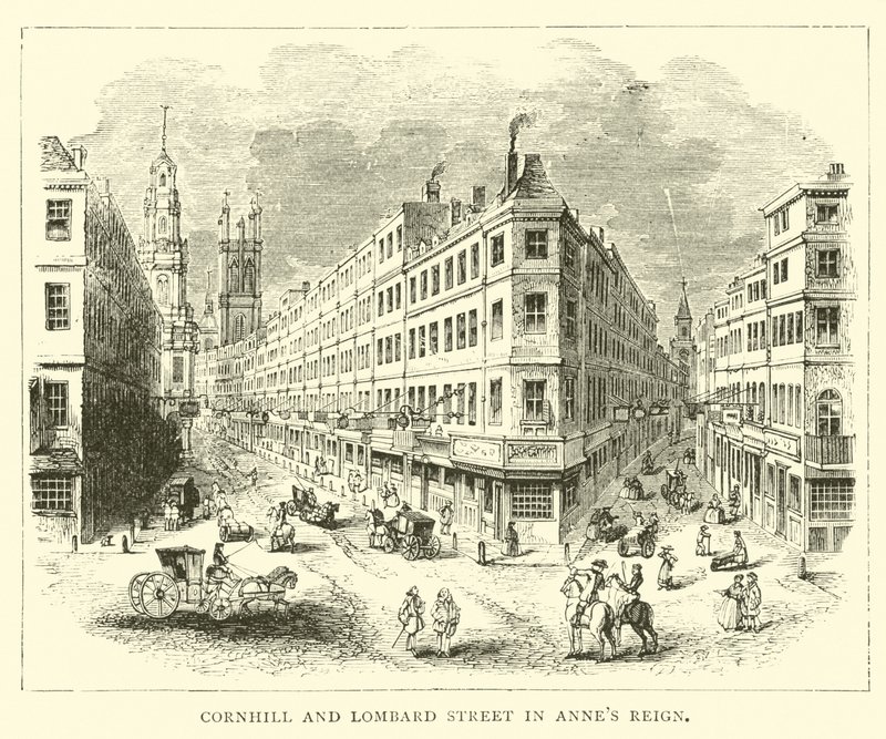 Cornhill und Lombard Street in der Regierungszeit von Anne von English School