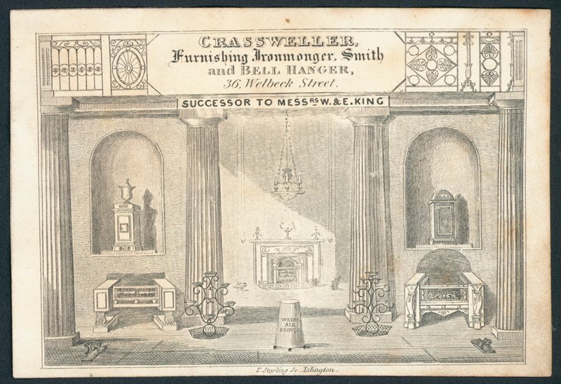 Crassweller, Eisenwarenhändler, Schmied und Glockenaufhänger, Visitenkarte von English School
