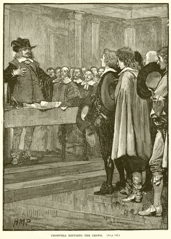 Cromwell lehnt die Krone ab von English School