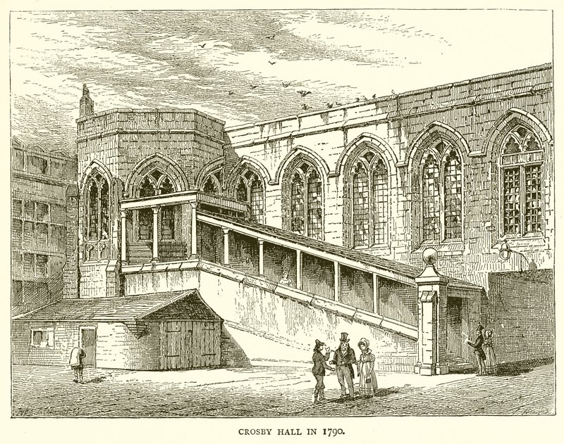 Crosby Hall im Jahr 1790 von English School