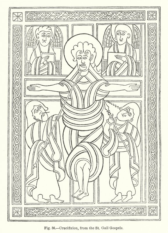 Kreuzigung, aus den St. Gall Evangelien von English School