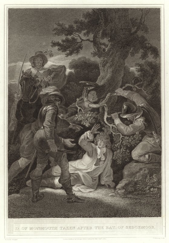 D von Monmouth nach der Schlacht von Sedgemoor gefangen genommen (Gravur) von English School
