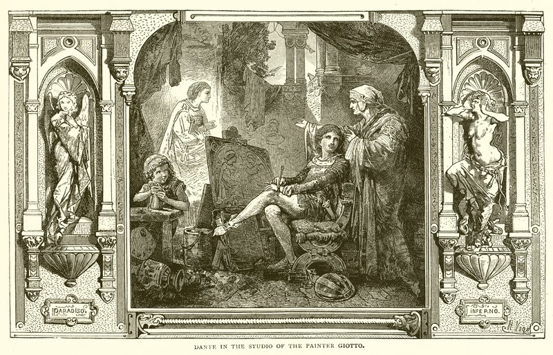 Dante im Atelier des Malers Giotto von English School