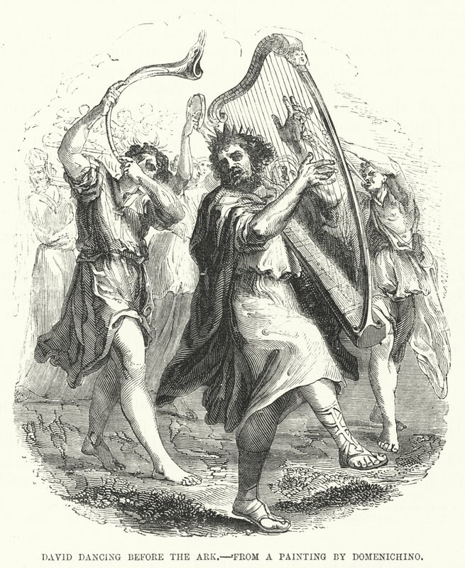 David tanzt vor der Bundeslade, nach einem Gemälde von Domenichino von English School