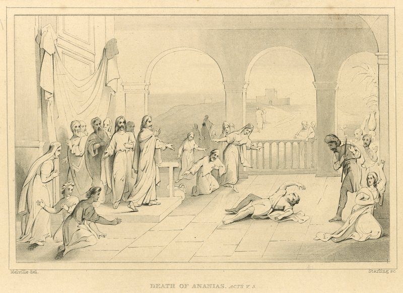 Tod des Ananias, Apostelgeschichte V, 5 von English School