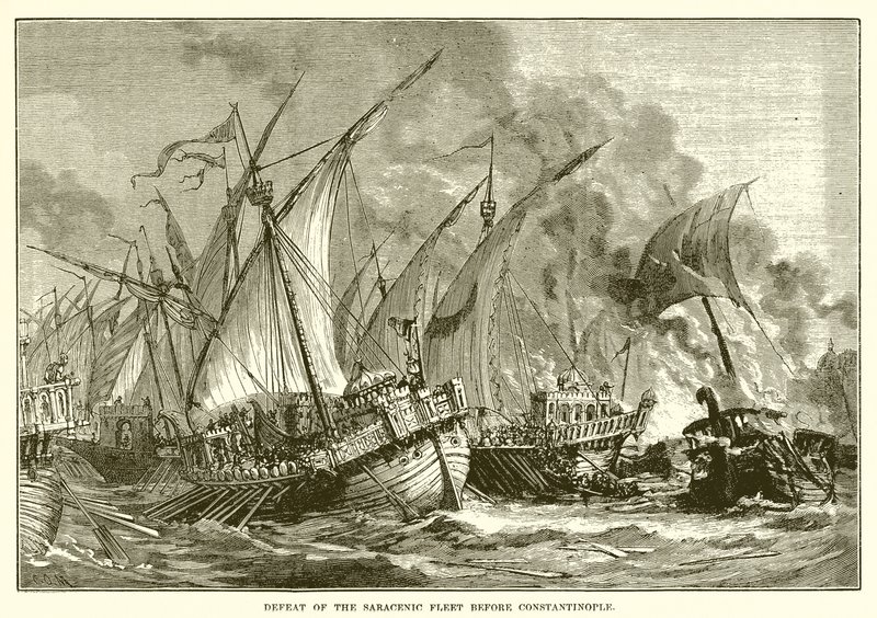 Niederlage der sarazenischen Flotte vor Konstantinopel von English School
