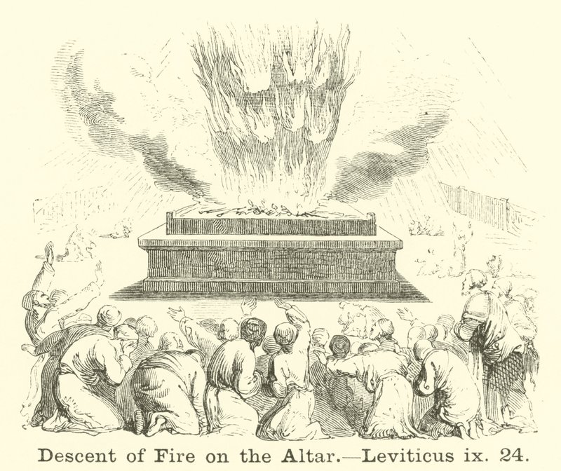 Herabkommen des Feuers auf den Altar, Levitikus, ix, 24 von English School