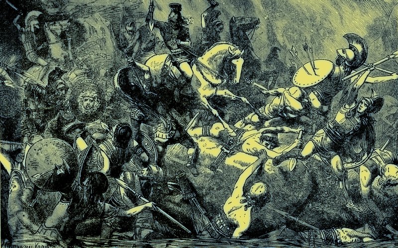 Zerstörung der athenischen Armee in Sizilien, Illustration aus Die Illustrierte Geschichte der Welt, veröffentlicht um 1880 von English School