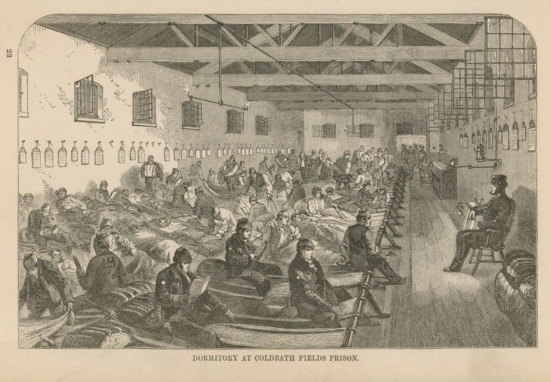 Schlafsaal im Coldbath Fields Gefängnis von English School
