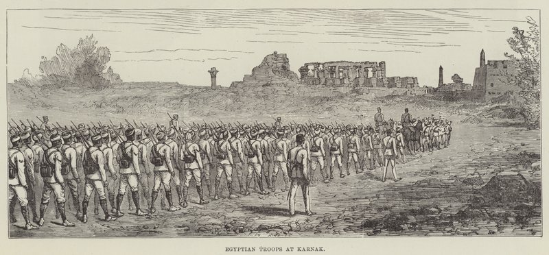 Ägyptische Truppen in Karnak (Stich) von English School