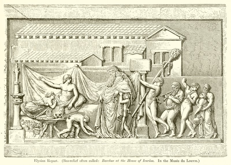 Elysisches Mahl (Basrelief oft genannt: Bacchus im Haus des Ikarios. Im Louvre) von English School