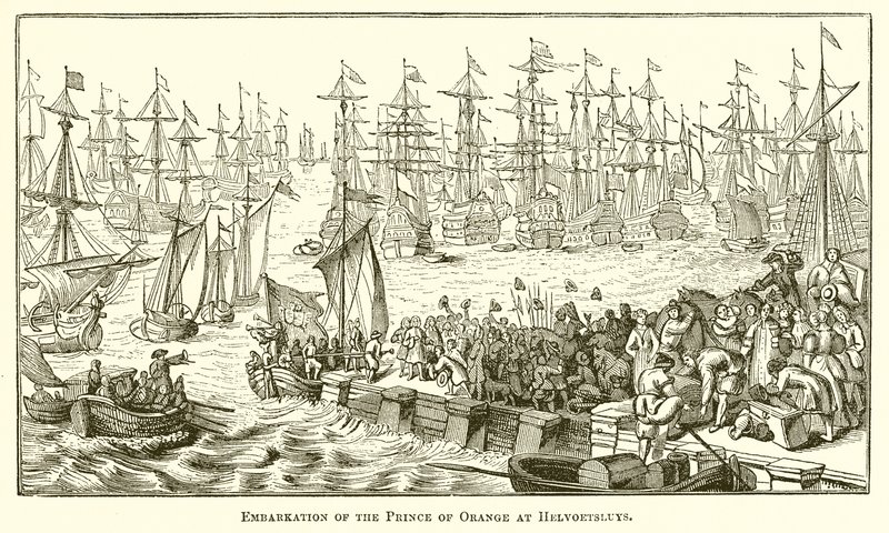 Einschiffung des Prinzen von Oranien in Helvoetsluys von English School
