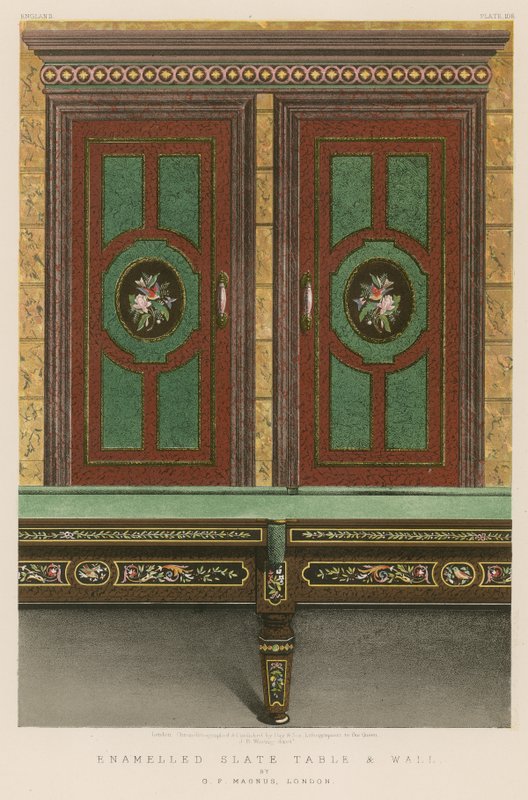 Emaille-Schiefertisch und Wand von G F Magnus, London von English School