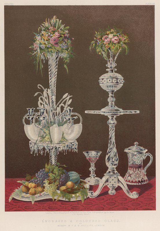 Graviertes und farbiges Glas von English School