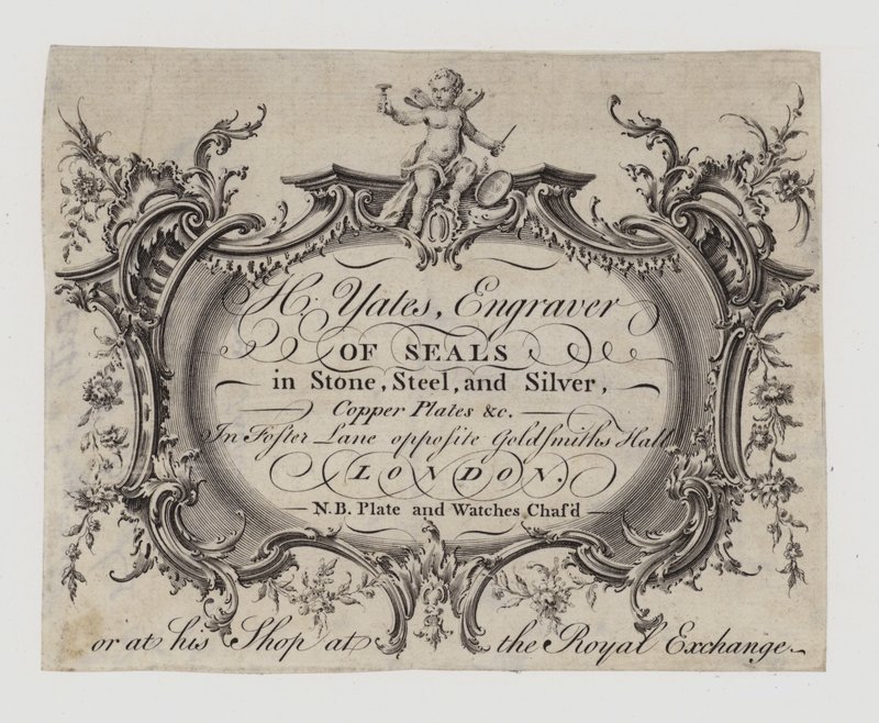 Siegelgraveure, H Yates, Visitenkarte von English School