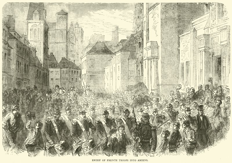 Einzug der französischen Truppen in Amiens, Mai 1871 von English School