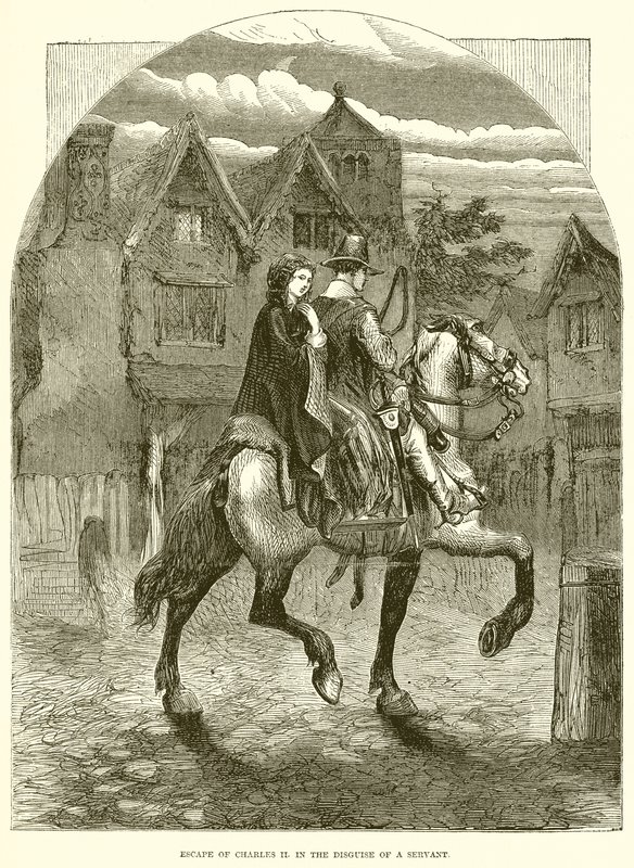 Flucht von Charles II. in der Verkleidung eines Dieners von English School