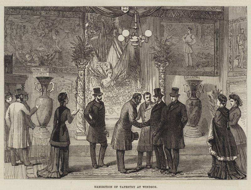 Ausstellung von Wandteppichen in Windsor (Gravur) von English School