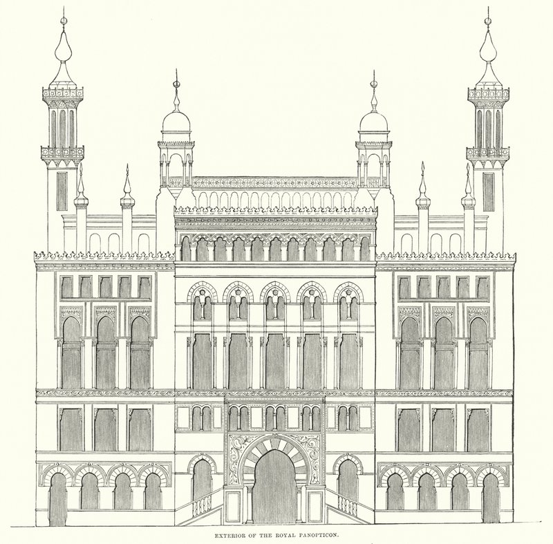 Außenansicht des Royal Panopticon (Gravur) von English School