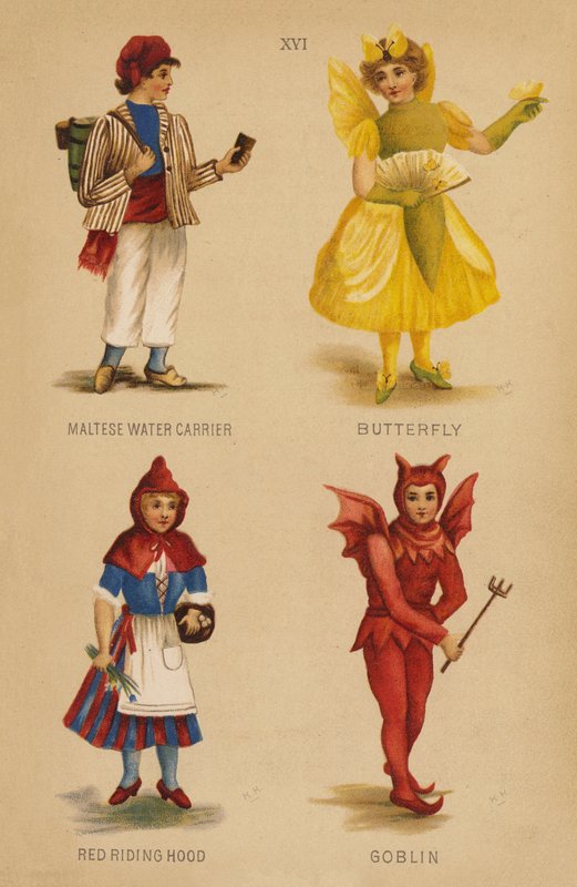 Kostüme: Maltesischer Wasserträger, Schmetterling, Rotkäppchen, Kobold von English School
