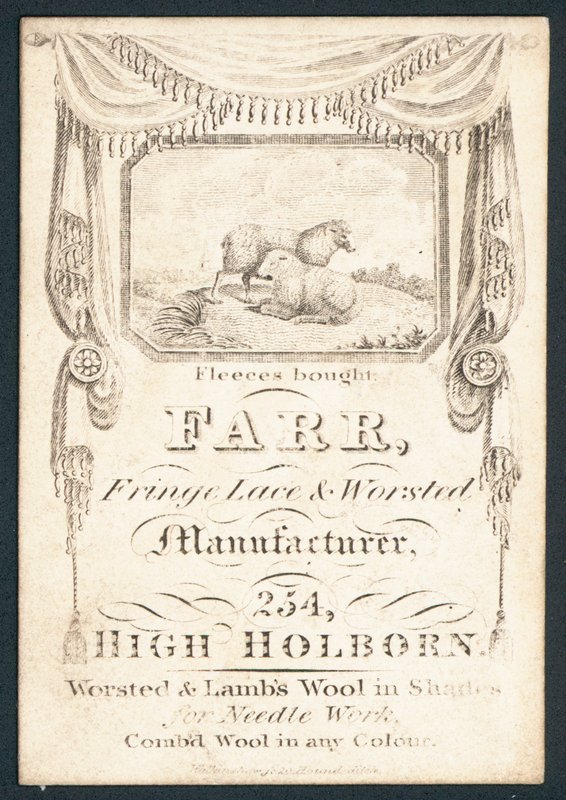 Farr, Hersteller von Fransen, Spitzen und Wolle, Visitenkarte von English School