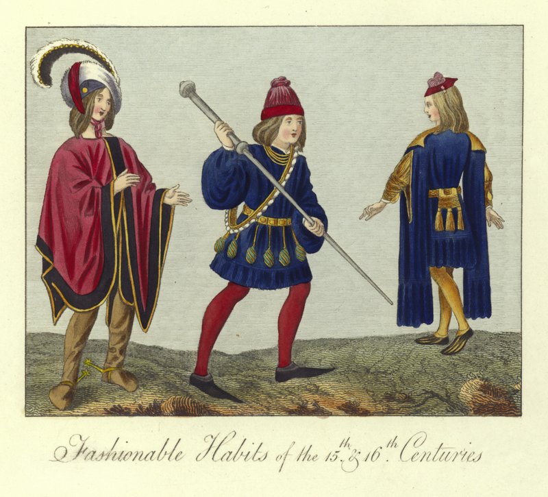 Modische Gewänder des 15. und 16. Jahrhunderts von English School