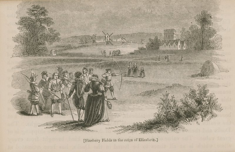 Finsbury Fields zur Zeit von Königin Elisabeth I. von English School