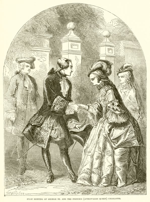 Erstes Treffen von Georg III. und der Prinzessin (später Königin) Charlotte von English School