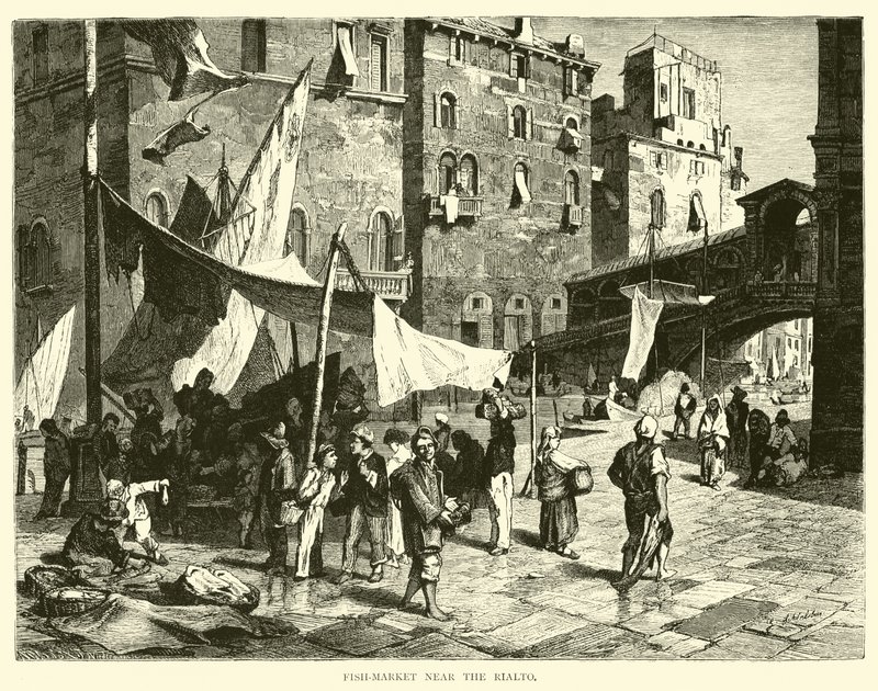 Fischmarkt nahe der Rialto-Brücke von English School
