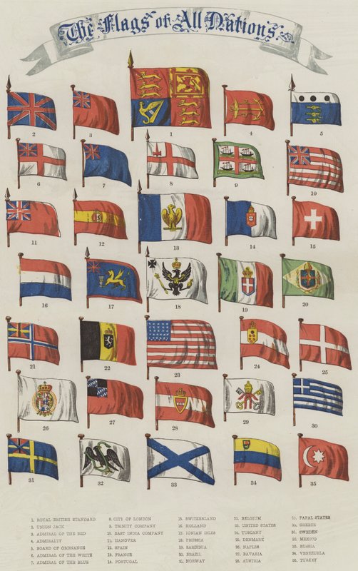Flaggen aller Nationen (Chromolithografie) von English School