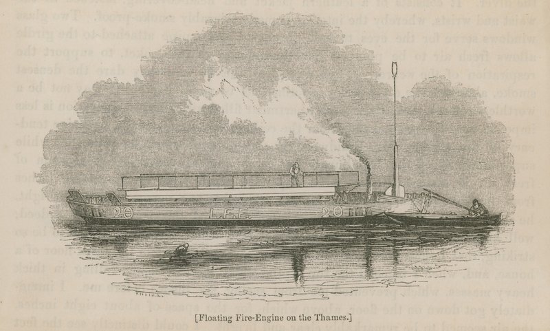 Schwimmende Feuerwehr auf der Themse von English School