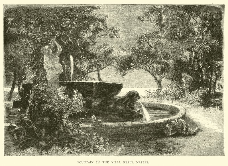 Brunnen in der Villa Reale, Neapel von English School