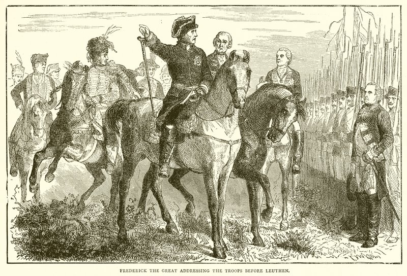 Friedrich der Große spricht die Truppen vor Leuthen an von English School